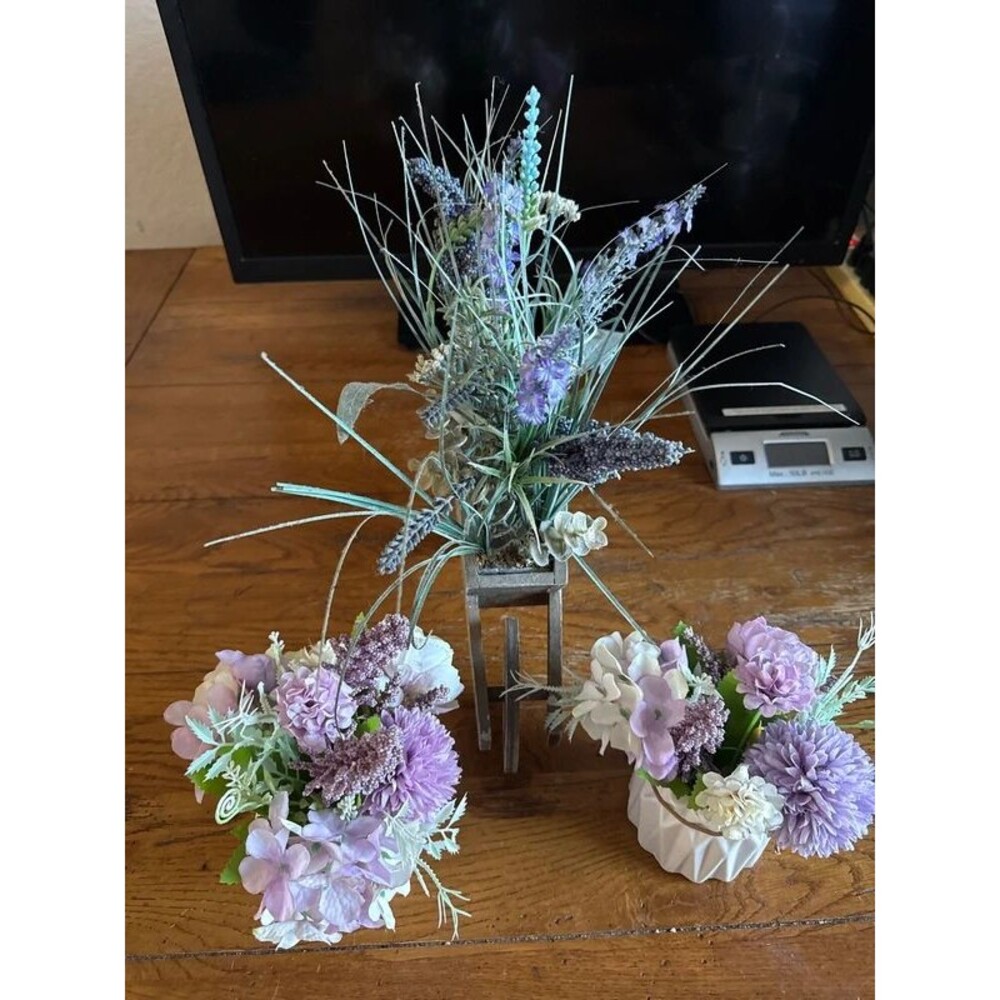 Faux flowers arrangements set of 3